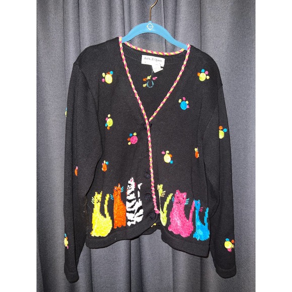 no brand Sweaters - Vintage Cardigan Cat Sweater Size Large